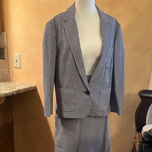 Anne Klein Navy and White Striped Skirt Set